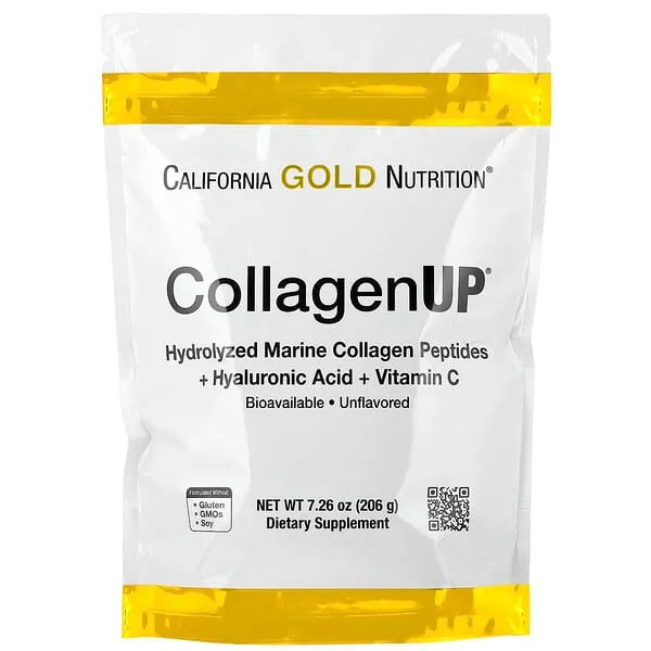 California Gold Nutrition, CollagenUP®, Peptides de collagène marin hydrolysé à l’acide hyaluronique et à la vitamine C, Non aromatisés, 206 g