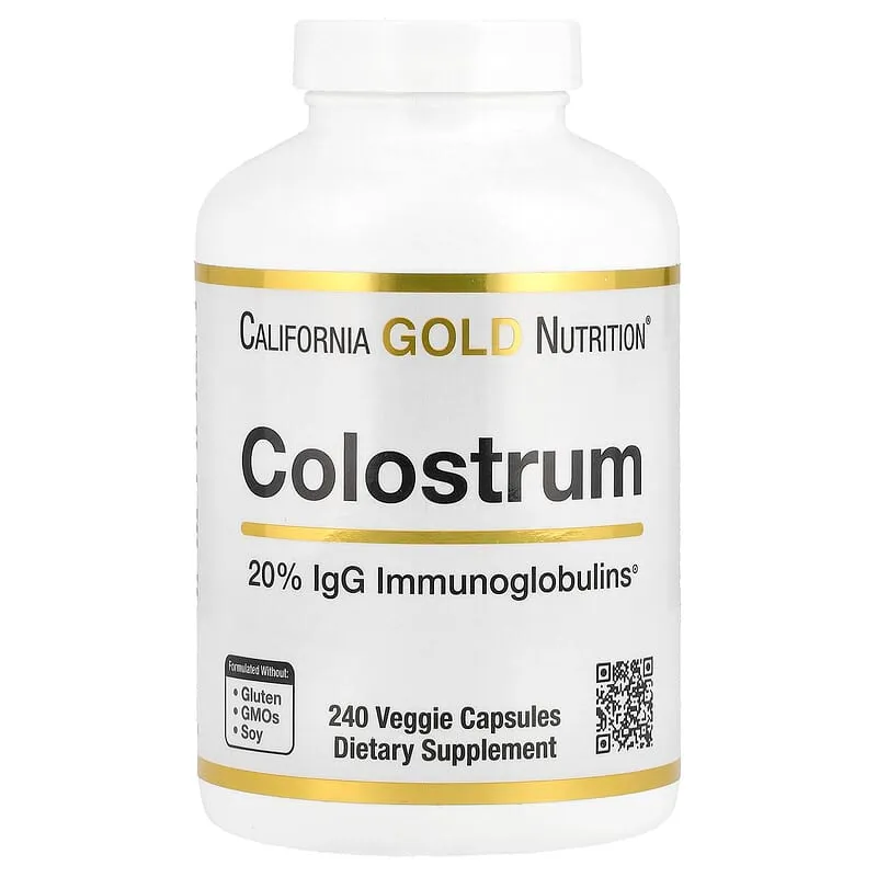California Gold Nutrition, Colostrum avec 20 % d’immunoglobulines IgG, 240 capsules végétales