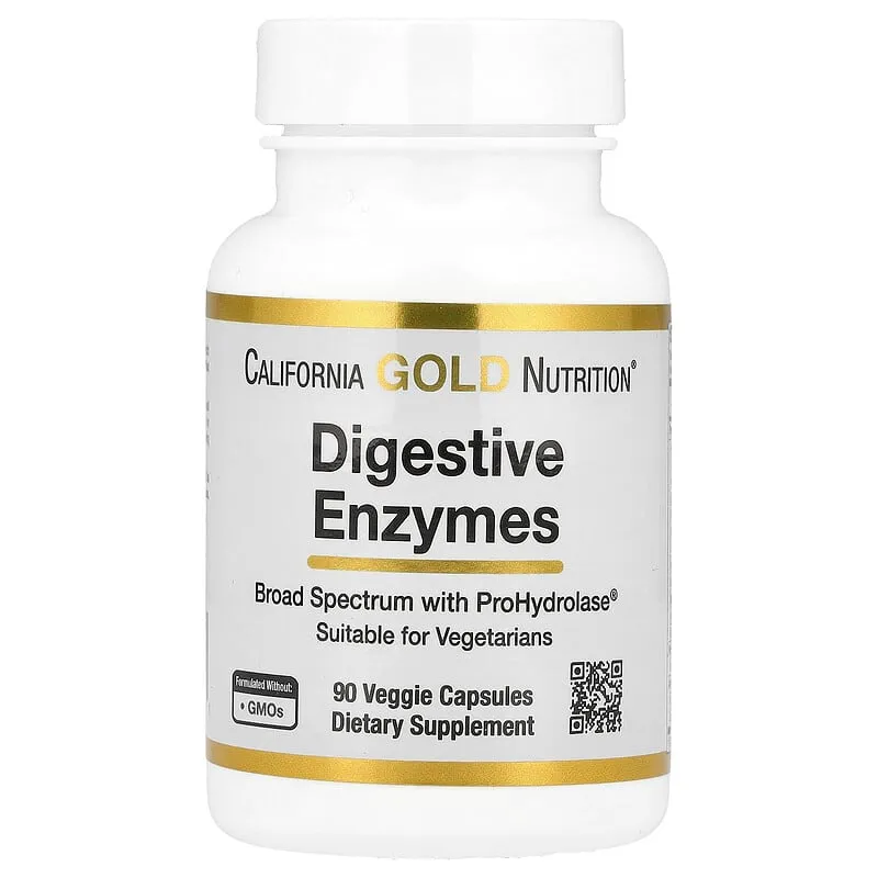 California Gold Nutrition, Enzymes digestives avec mélange d’enzymes breveté, Mélange d’enzymes ProHydrolase® et d’amylase, 90 capsules végétales