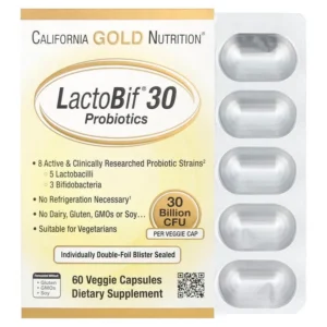 California Gold Nutrition, Probiotiques LactoBif® 30, 30 milliards d’UFC, 60 capsules végétales