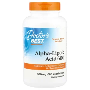 Doctor’s Best, Acide alpha-lipoïque 600, 600 mg, 180 capsules végétariennes