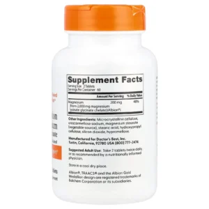 Doctor’s Best, Magnésium à haute absorption, 120 comprimés (100 mg pièce) Doctor’s Best, Magnésium à haute absorption, 120 comprimés (100 mg pièce)