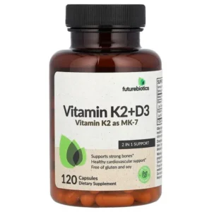 Futurebiotics, Vitamines K2 + D3 avec vitamine K2 sous forme de MK-7, 120 capsules