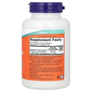 NOW Foods, Citrate de magnésium, 120 capsules végétales (133 mg pièce)