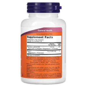 NOW Foods, Magtein®, L-thréonate de magnésium, 90 capsules végétales
