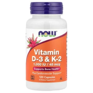 NOW Foods, Vitamines D-3 et K-2, 120 capsules végétariennes