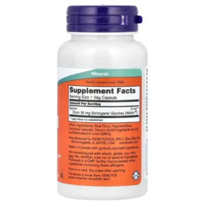 NOW Foods, Bore, 3 mg, 100 capsules végétariennes