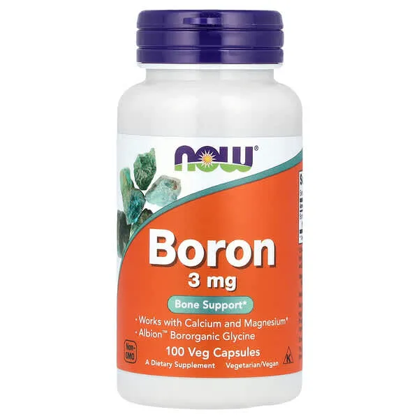 NOW Foods, Bore, 3 mg, 100 capsules végétariennes