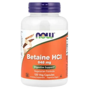 NOW Foods, Chlorhydrate de bétaïne, 648 mg, 120 capsules végétariennes