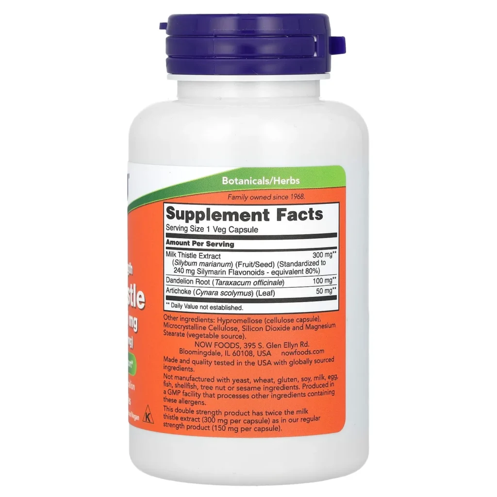 NOW Foods, Silymarine double efficacité, 300 mg, 100 capsules végétales