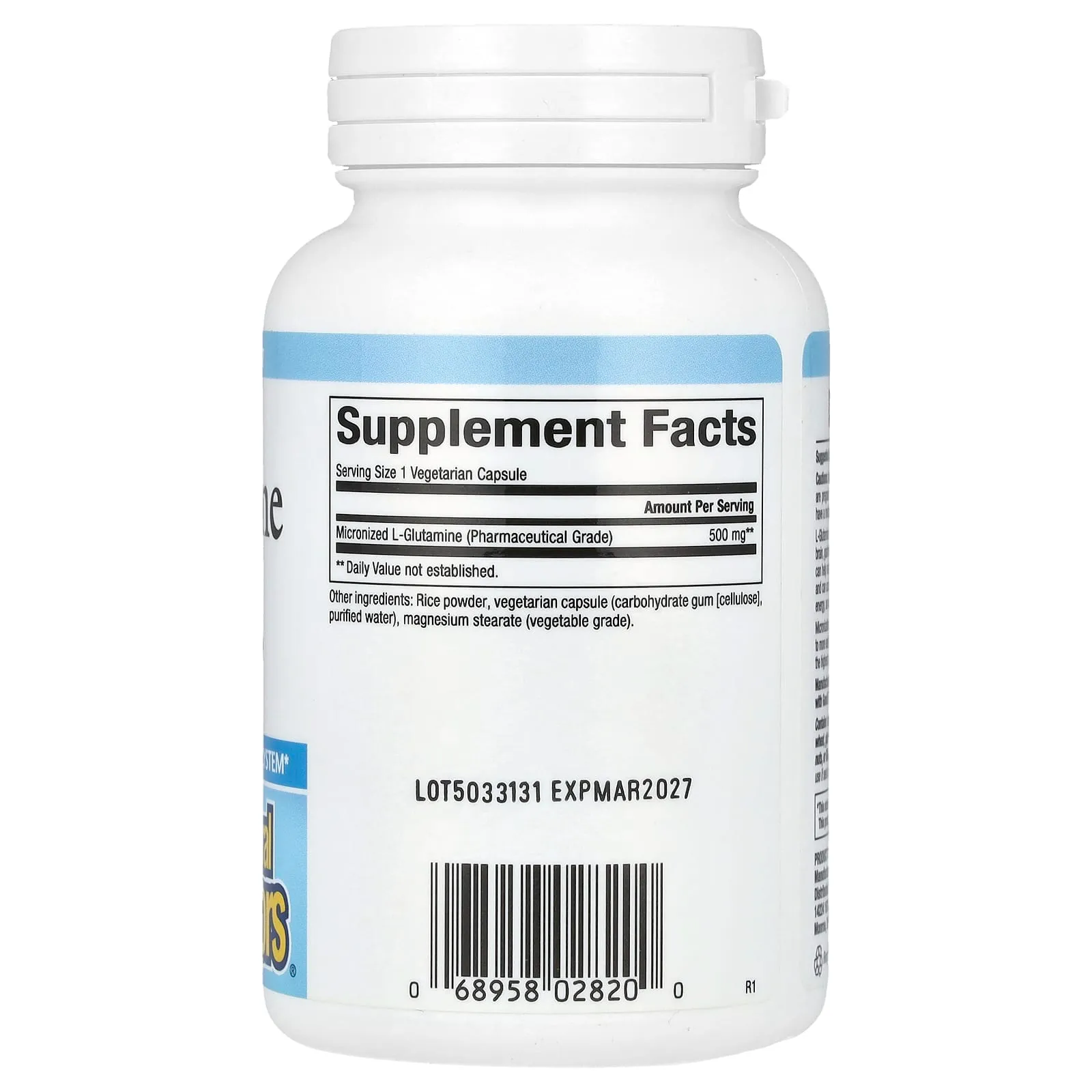 Natural Factors, L-glutamine micronisée, 500 mg, 90 capsules végétariennes